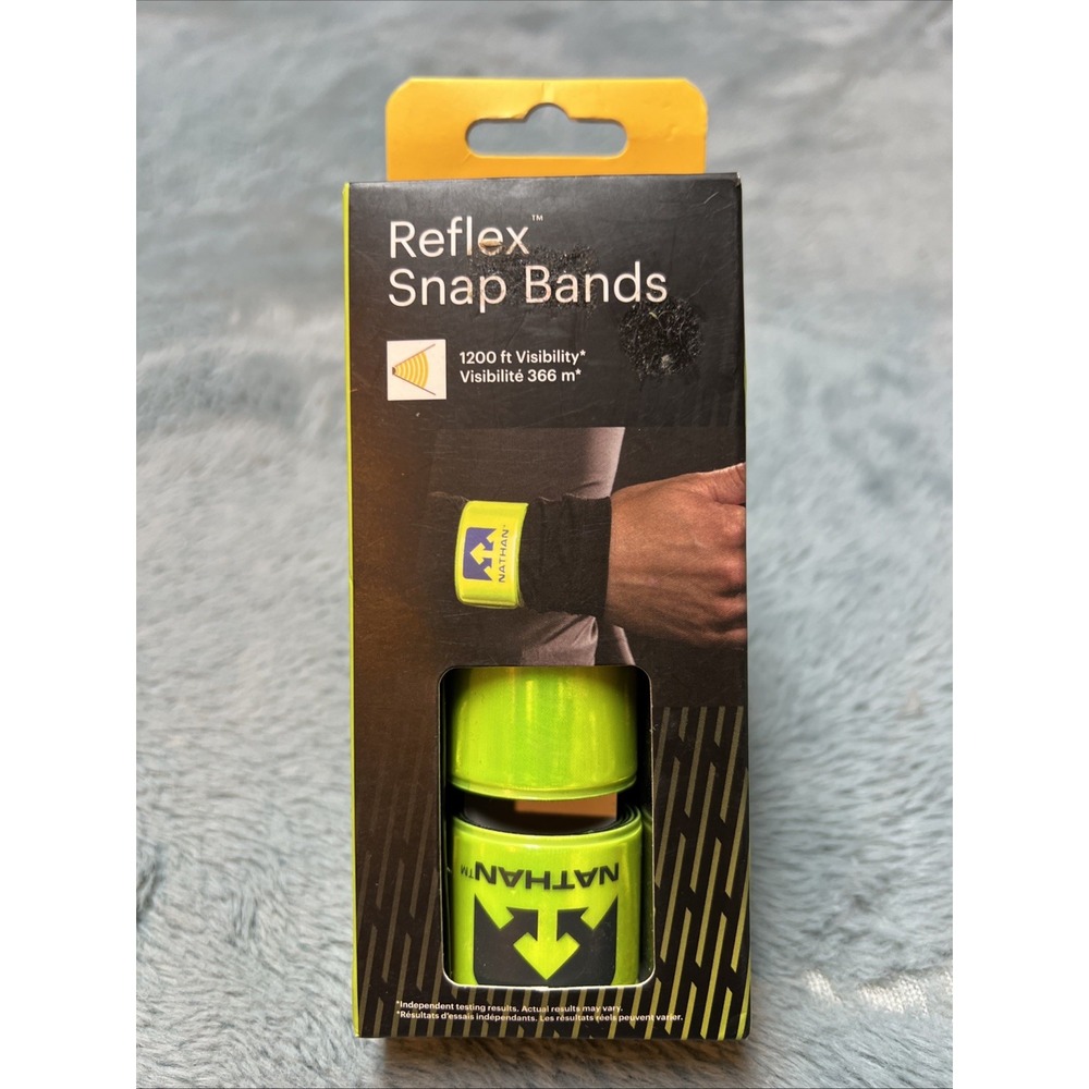 NATHAN Reflex SNAP BANDS 1200 ft Visibility Running Wrist Ankle 2 Bands 1 Size